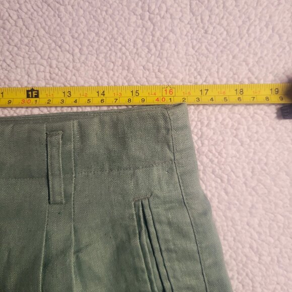 INDEX Linen Women's Wide Leg High-Waisted Pleated Sage Ankle Pant - Size 33/27 - Picture 13 of 15